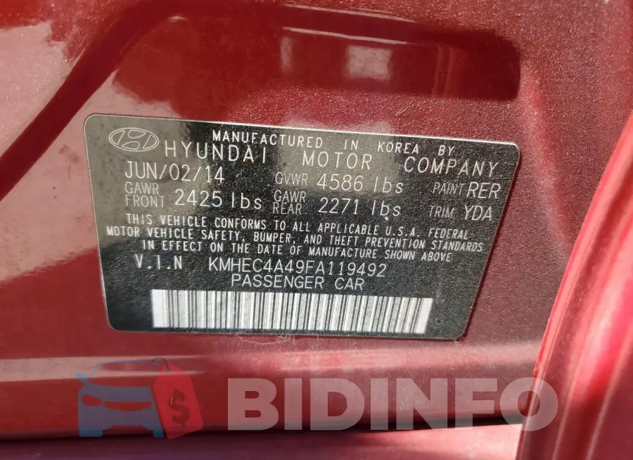 KMHEC4A49FA119492 Photo# 12