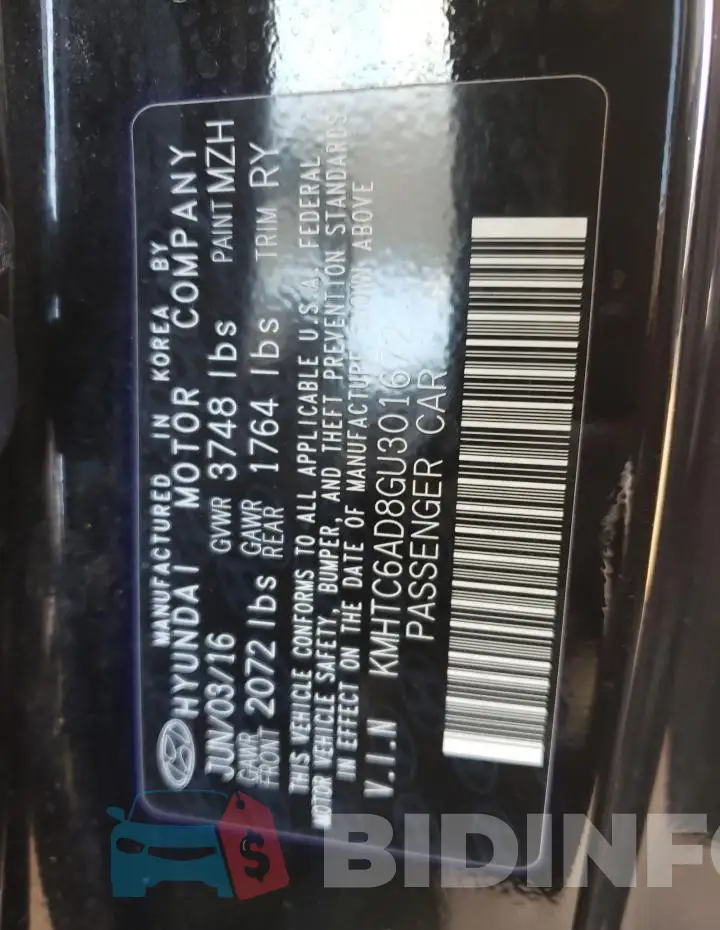 KMHTC6AD8GU301672 Photo# 12