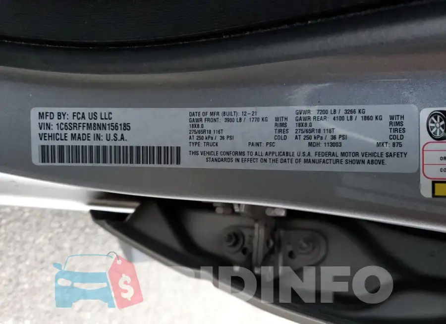 1C6SRFFM8NN156185 Photo# 12