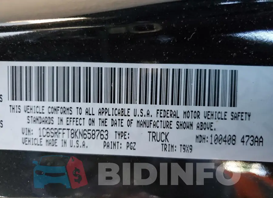 1C6SRFFT8KN658763 Photo# 13