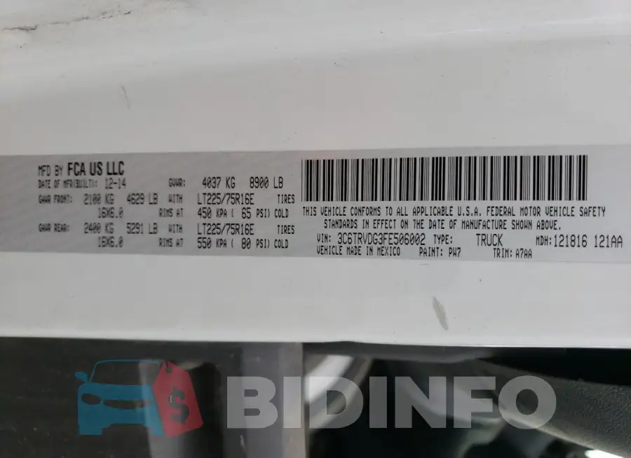 3C6TRVDG3FE506002 Photo# 14
