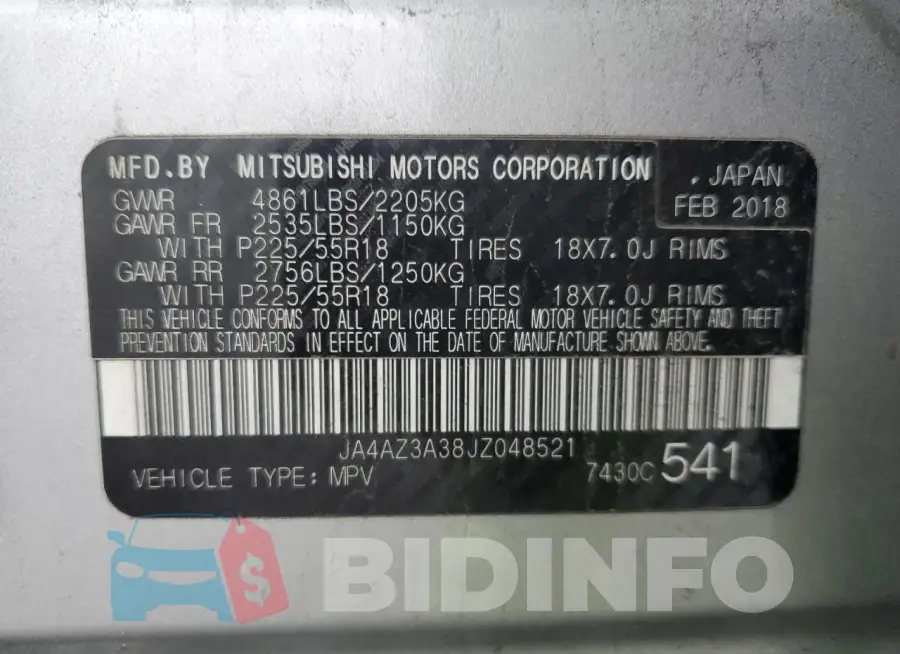 JA4AZ3A38JZ048521 Photo# 12