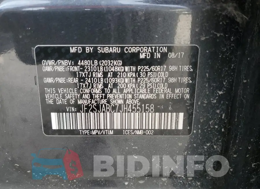 JF2SJABC7JH455158 Photo# 13