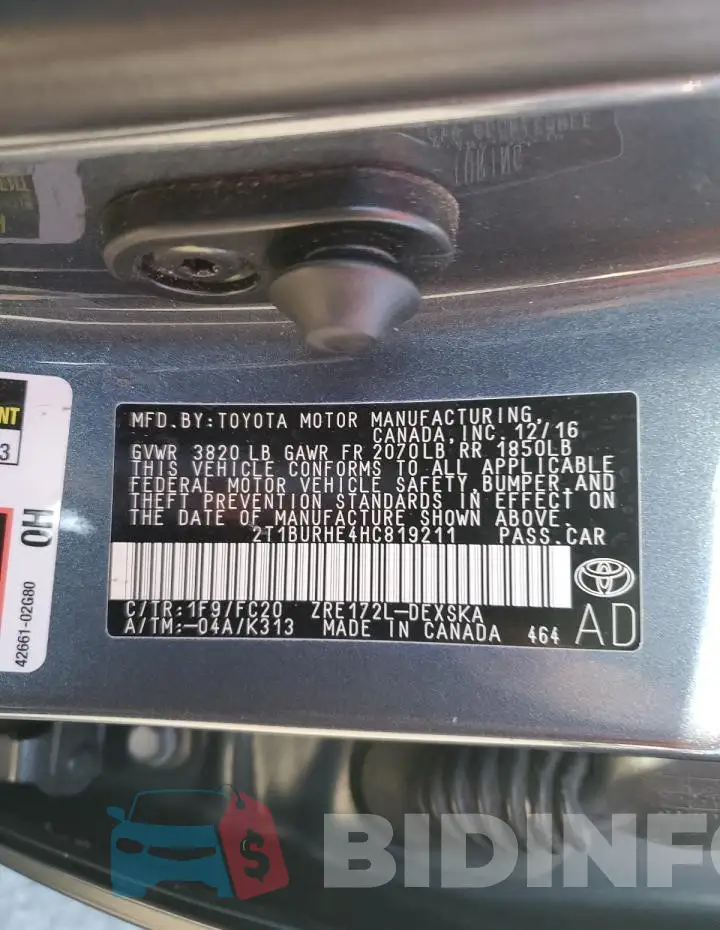 2T1BURHE4HC819211 Photo# 12