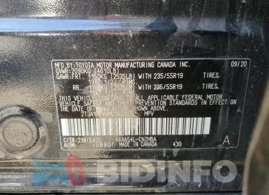 2T3A1RFV4MC142119 Photo# 13