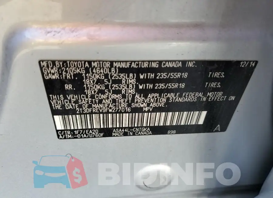 2T3DFREV9FW277016 Photo# 13