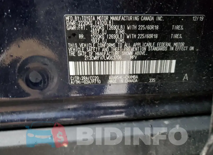 2T3EWRFV7LW063706 Photo# 12