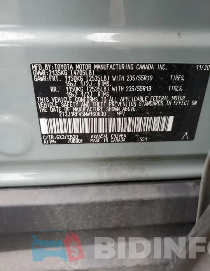 2T3J1RFV5MW160630 Photo# 13