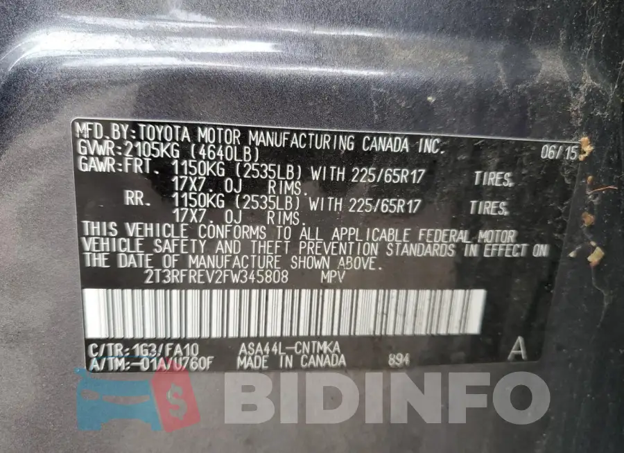 2T3RFREV2FW345808 Photo# 12