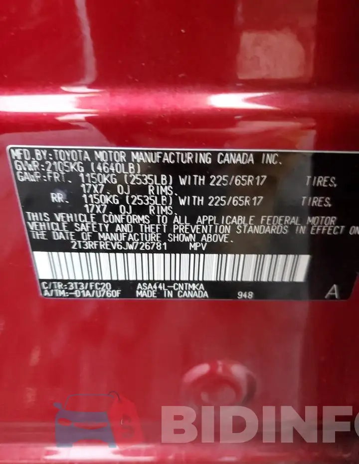 2T3RFREV6JW726781 Photo# 13