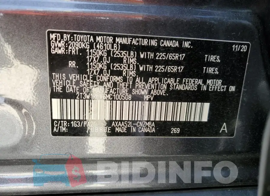 2T3W1RFV6MC100508 Photo# 14