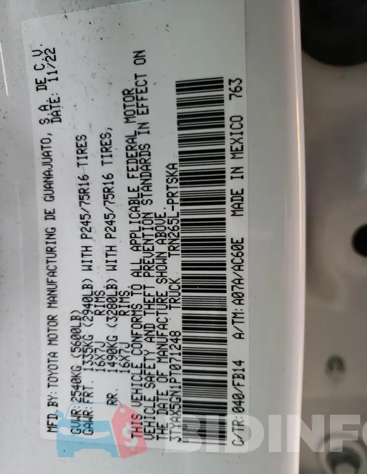 3TYAX5GN1PT071248 Photo# 12