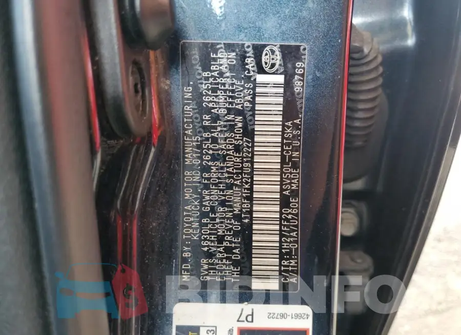 4T1BF1FK2FU912227 Photo# 12