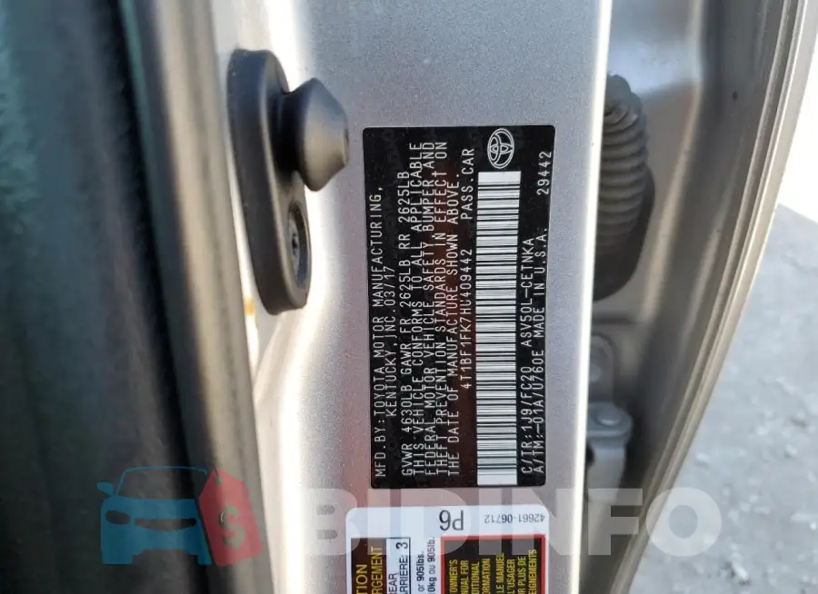 4T1BF1FK7HU409442 Photo# 12