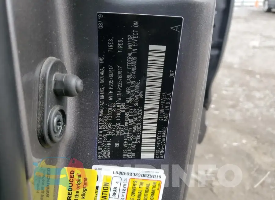 5TDKZ3DC2LS043261 Photo# 13
