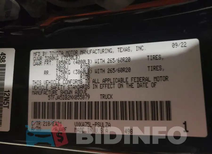5TFJA5DB2NX055879 Photo# 13