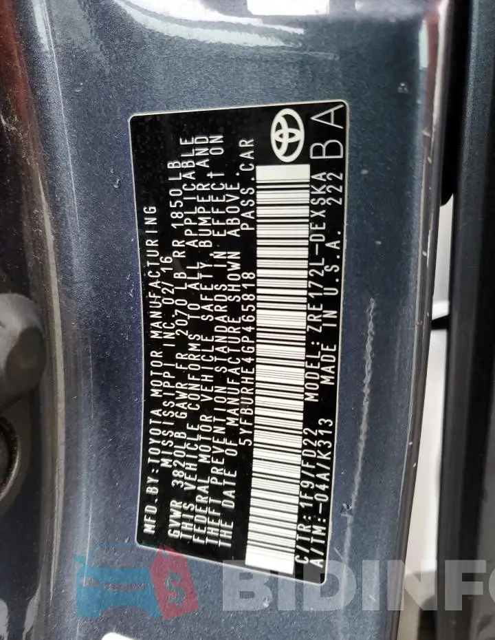 5YFBURHE4GP465818 Photo# 13