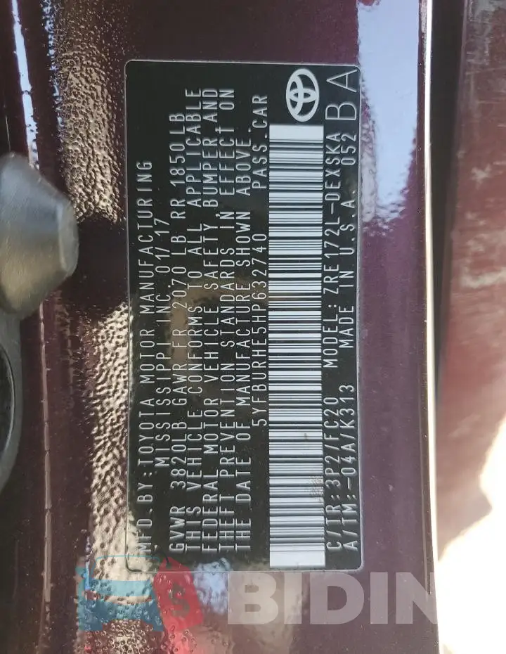 5YFBURHE5HP632740 Photo# 12