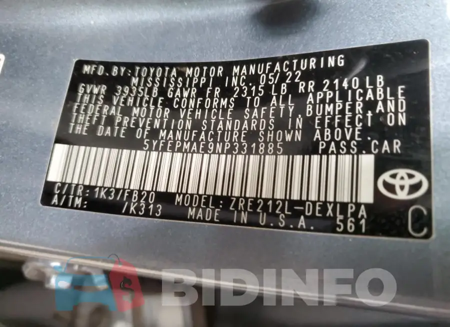 5YFEPMAE9NP331885 Photo# 13
