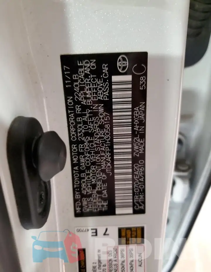 JTDKARFP1H3058157 Photo# 13