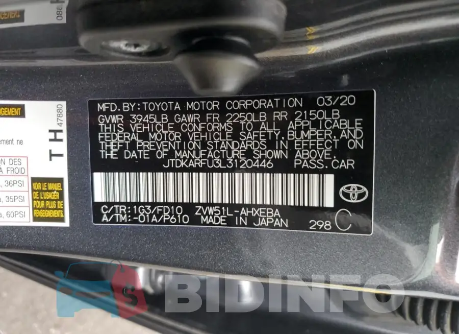 JTDKARFU3L3120446 Photo# 12