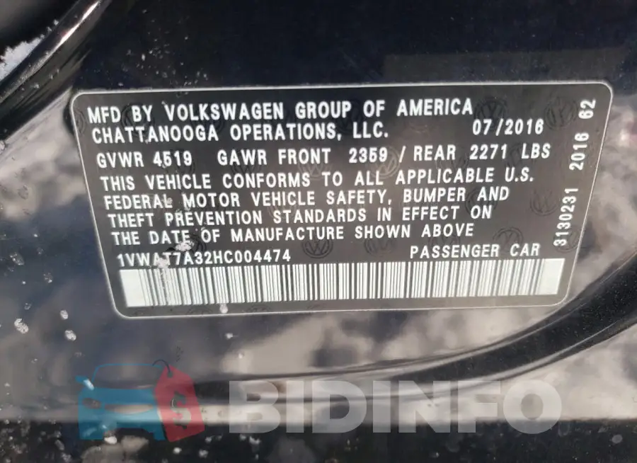 1VWAT7A32HC004474 Photo# 12
