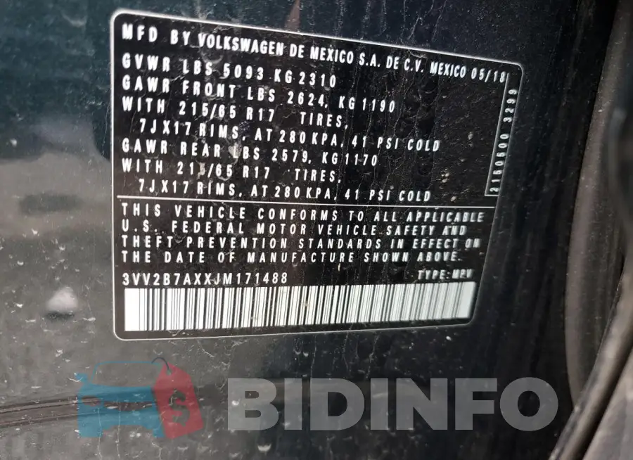 3VV2B7AXXJM171488 Photo# 12