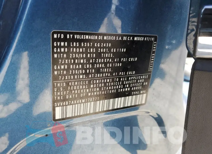 3VV4B7AX4KM178771 Photo# 12