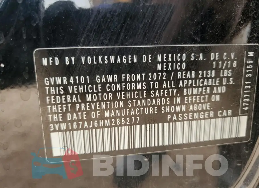 3VW167AJ6HM285277 Photo# 12