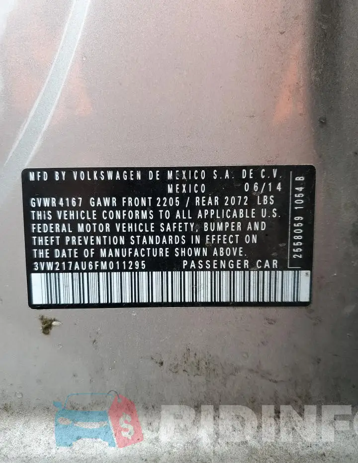 3VW217AU6FM011295 Photo# 12
