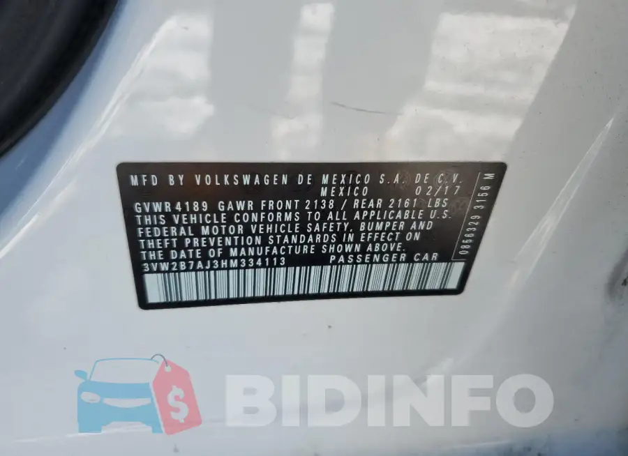 3VW2B7AJ3HM334113 Photo# 12