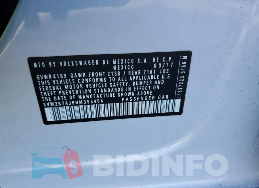 3VW2B7AJ6HM358454 Photo# 12