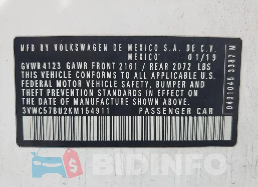 3VWC57BU2KM154911 Photo# 12