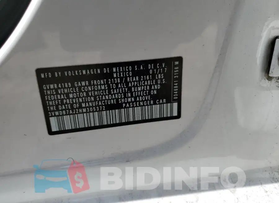 3VWDB7AJ2HM305372 Photo# 12