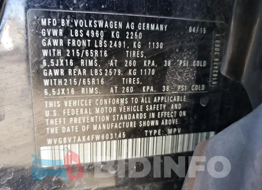 WVGBV7AX4FW603145 Photo# 13