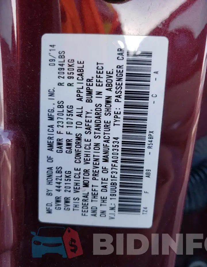 19UUB1F37FA003534 Photo# 12