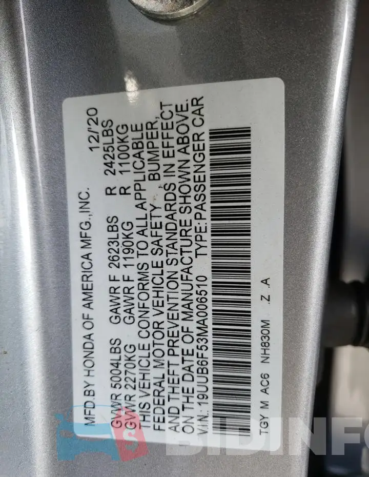 19UUB6F53MA006510 Photo# 12