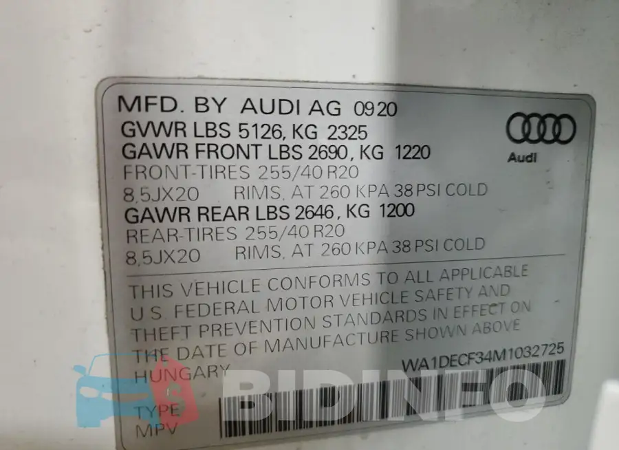 WA1DECF34M1032725 Photo# 12