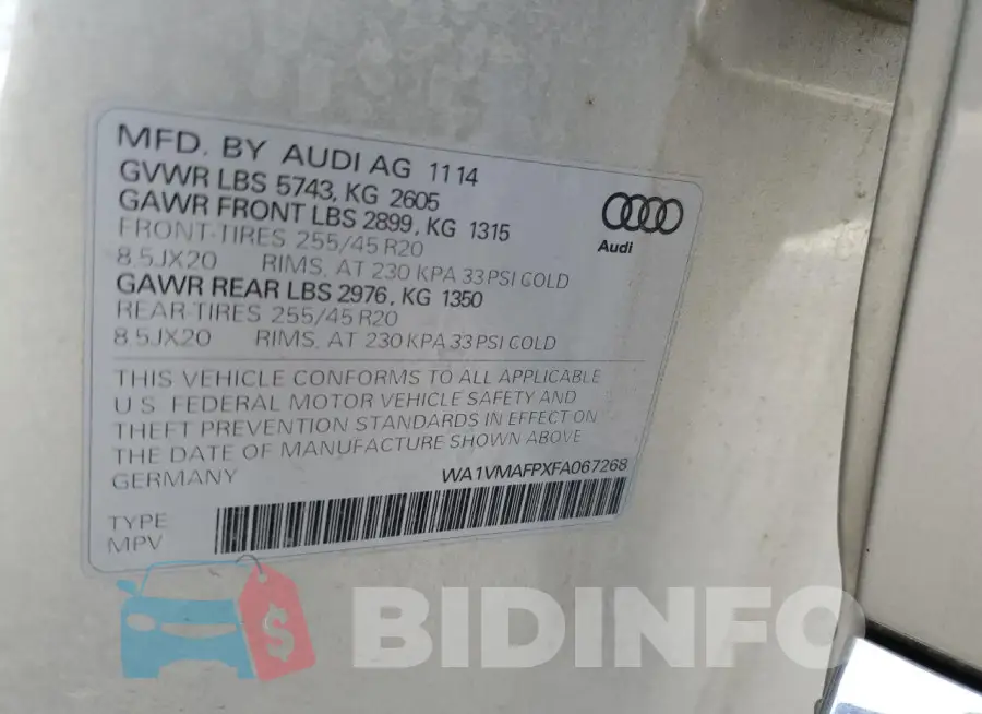 WA1VMAFPXFA067268 Photo# 12