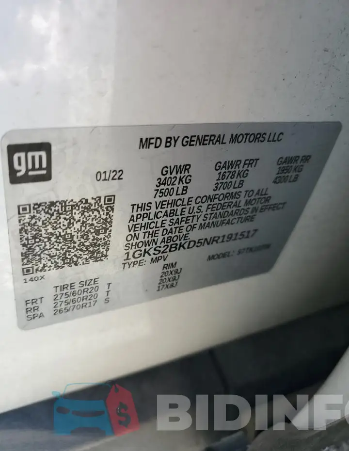 1GKS2BKD5NR191517 Photo# 14