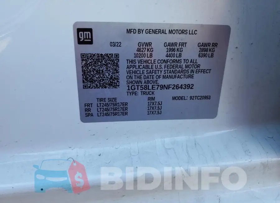 1GT58LE79NF264392 Photo# 12
