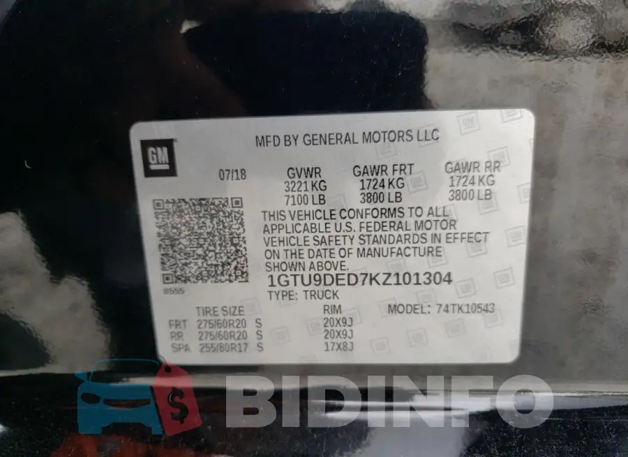 1GTU9DED7KZ101304 Photo# 13