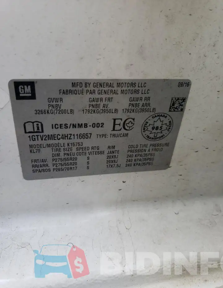 1GTV2MEC4HZ116657 Photo# 12