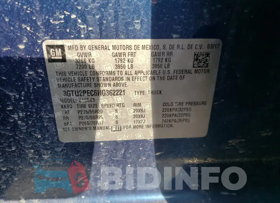 3GTU2PEC6HG362221 Photo# 12