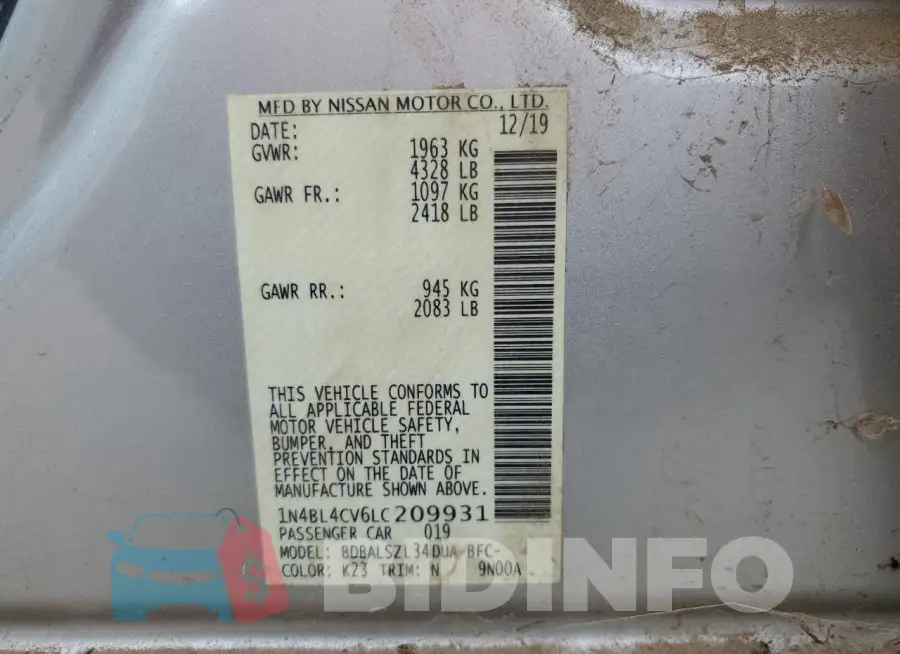 1N4BL4CV6LC209931 Photo# 13