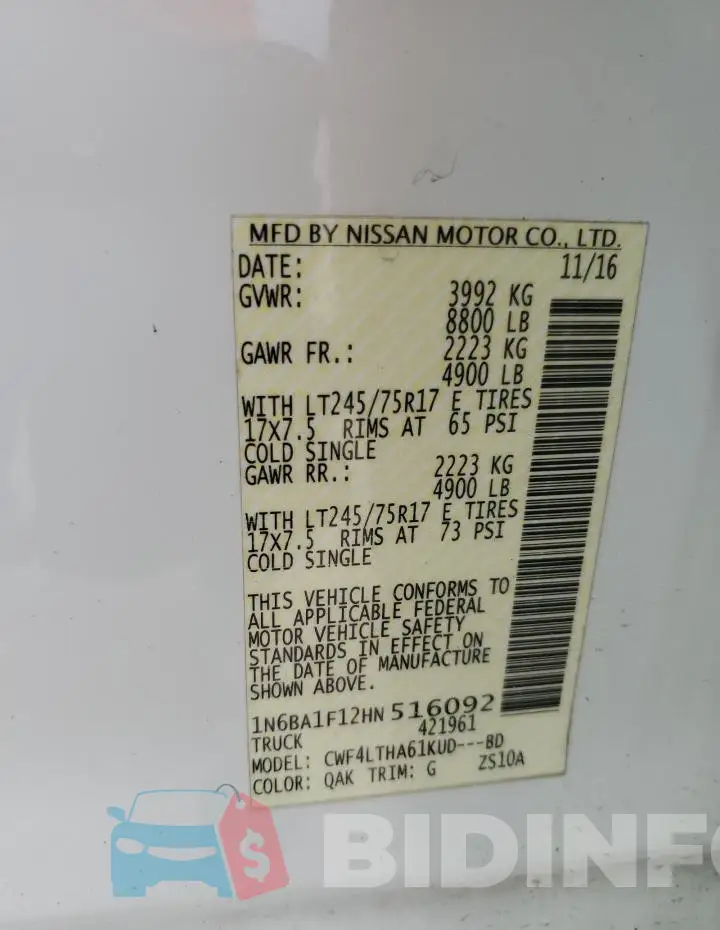 1N6BA1F12HN516092 Photo# 12