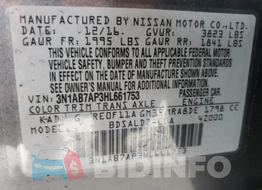 3N1AB7AP3HL661753 Photo# 12