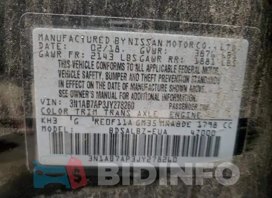 3N1AB7AP3JY278260 Photo# 12