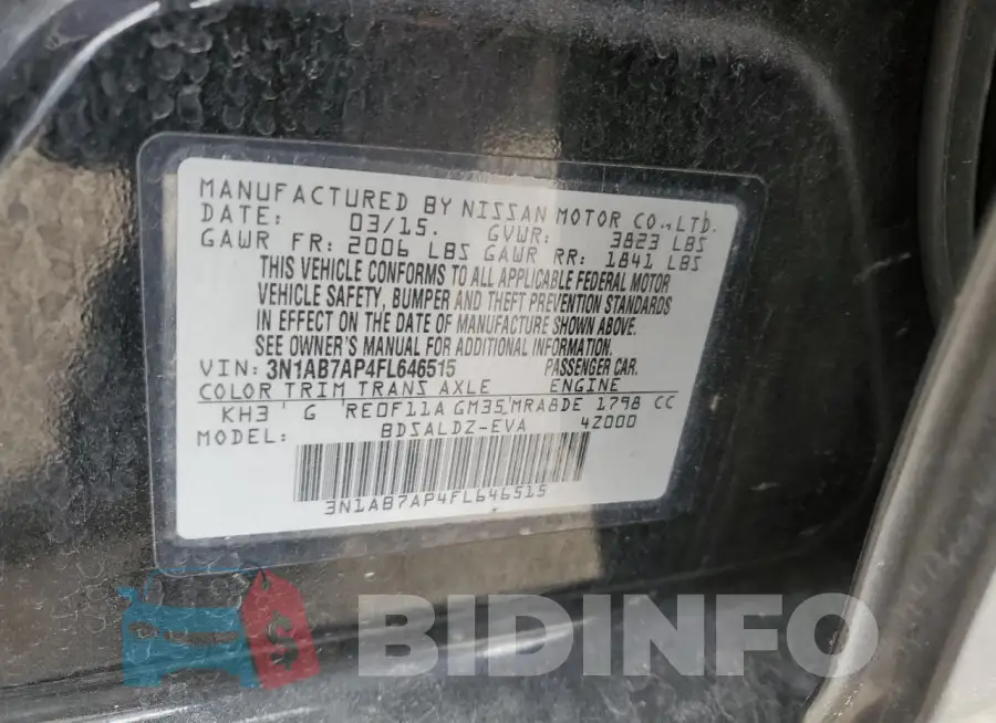 3N1AB7AP4FL646515 Photo# 12