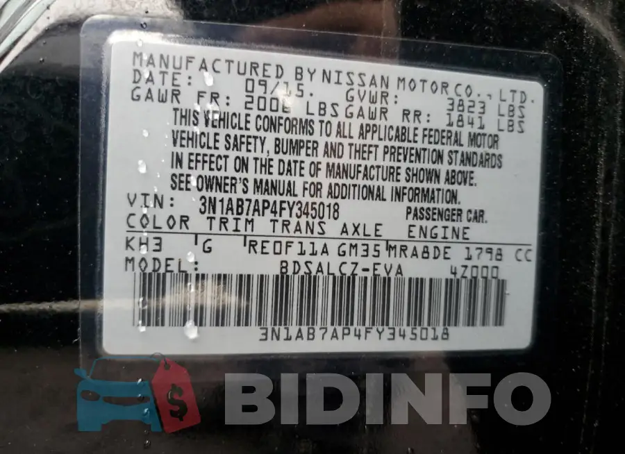 3N1AB7AP4FY345018 Photo# 12